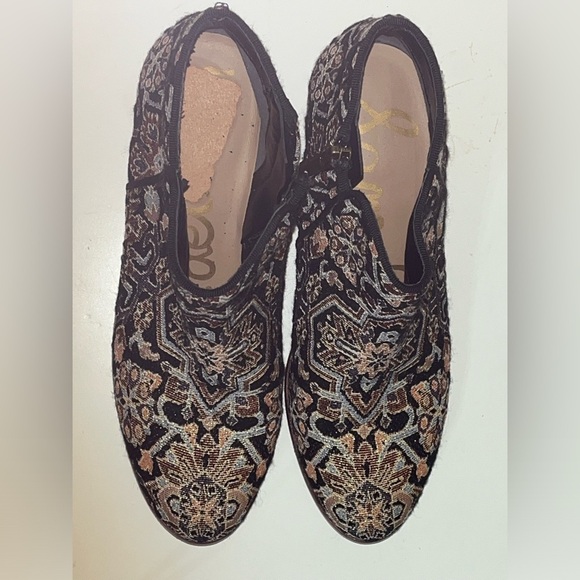 Sam Edelman Petty Tapestry Black Multicolor Ankle Shoes Boots Womens - Picture 4 of 9